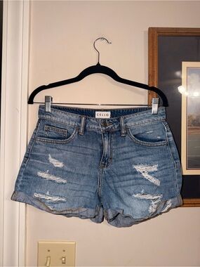 CELLO Washed Blue Distressed Denim Shorts